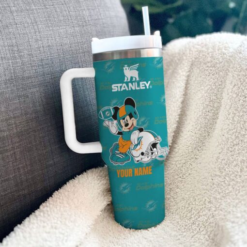 miami dolphins nfl mickey mouse custom stanley quencher 40oz stainless steel tumbler with handle hlkvk