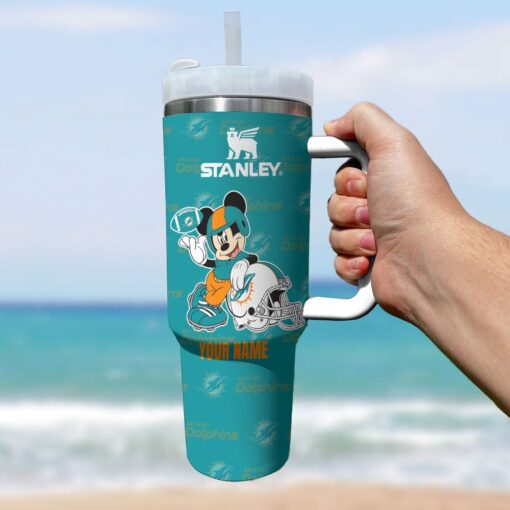 miami dolphins nfl mickey mouse custom stanley quencher 40oz stainless steel tumbler with handle l46af