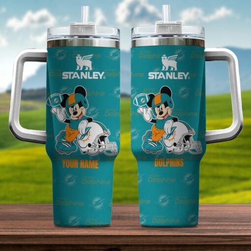 miami dolphins nfl mickey mouse custom stanley quencher 40oz stainless steel tumbler with handle maeky 1