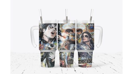 michael jackson pop music custom stanley quencher 40oz stainless steel tumbler with handle