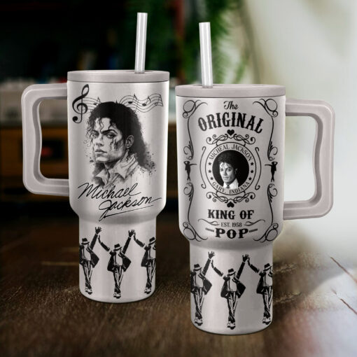 michael jackson the original king of pop music custom stanley quencher 40oz stainless steel tumbler with handle zkxua 1