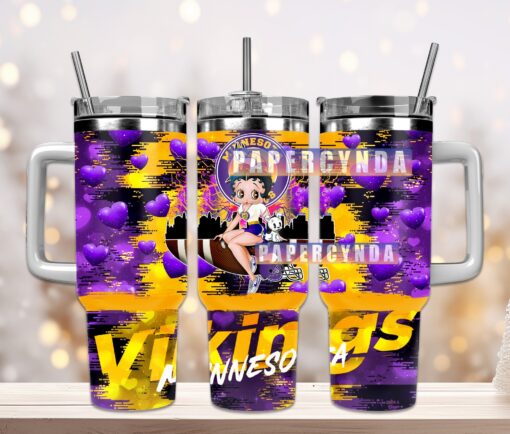 minnesota vikings custom stanley quencher 40oz stainless steel tumbler with handle jw33s