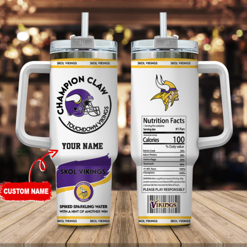 minnesota vikings nfl champion claw custom stanley quencher 40oz stainless steel tumbler with handle ldyjj 1