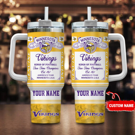 minnesota vikings nfl kings of football custom stanley quencher 40oz stainless steel tumbler with handle t8ney 1