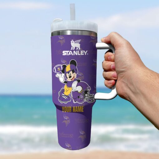 minnesota vikings nfl mickey mouse custom stanley quencher 40oz stainless steel tumbler with handle cqedt