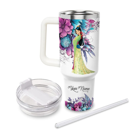 mulan disney princess cartoon custom stanley quencher 40oz stainless steel tumbler with handle sfsqm