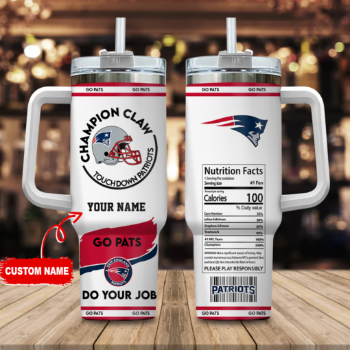 new england patriots nfl champion claw custom stanley quencher 40oz stainless steel tumbler with handle iryqj 1