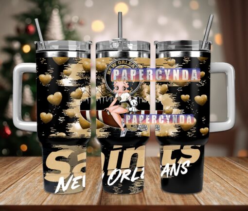 new orleans saints custom stanley quencher 40oz stainless steel tumbler with handle tpmsi