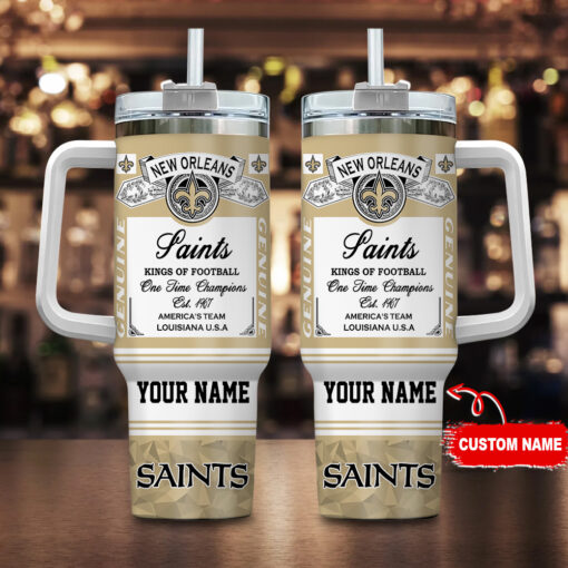 new orleans saints nfl kings of football custom stanley quencher 40oz stainless steel tumbler with handle jlvkh 1