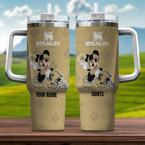 new orleans saints nfl mickey mouse custom stanley quencher 40oz stainless steel tumbler with handle faits