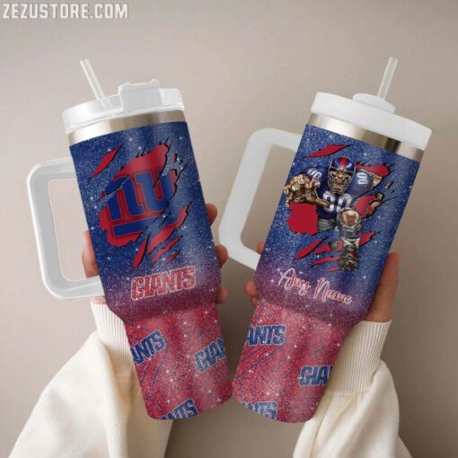 new york giants nfl glitter custom stanley quencher 40oz stainless steel tumbler with handle ifmbp 1