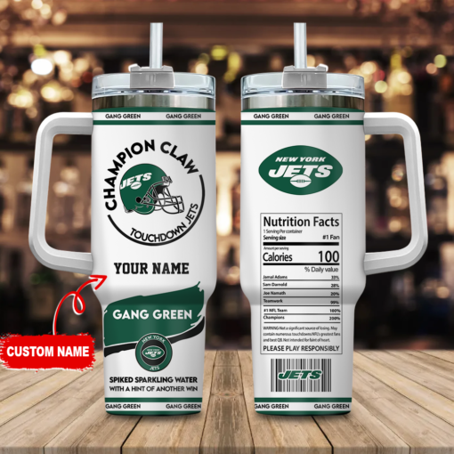 new york jets nfl champion claw custom stanley quencher 40oz stainless steel tumbler with handle 2etjm 1