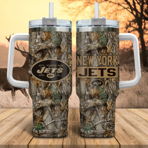 new york jets nfl hunting custom stanley quencher 40oz stainless steel tumbler with handle qzvsu 1