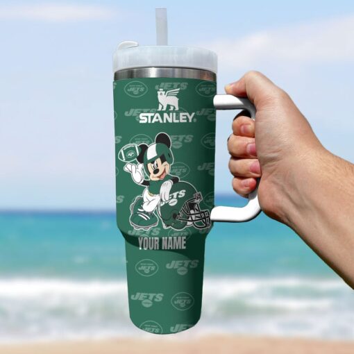 new york jets nfl mickey mouse custom stanley quencher 40oz stainless steel tumbler with handle iqko7