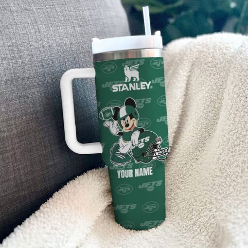 new york jets nfl mickey mouse custom stanley quencher 40oz stainless steel tumbler with handle