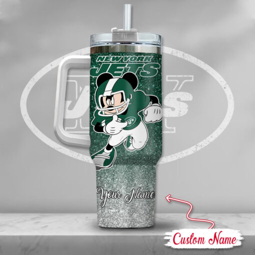 new york jets nfl mickey mouse glitter custom stanley quencher 40oz stainless steel tumbler with handle