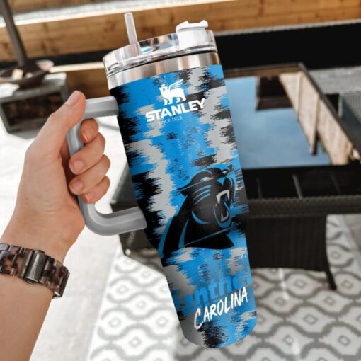 nfl carolina panthers custom stanley quencher 40oz stainless steel tumbler with handle 3argn