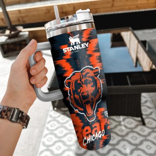 nfl chicago bears custom stanley quencher 40oz stainless steel tumbler with handle a2jtb 1