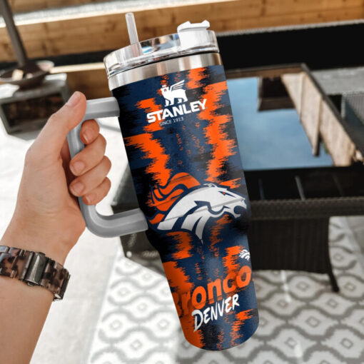 nfl denver broncos custom stanley quencher 40oz stainless steel tumbler with handle uomtw 1