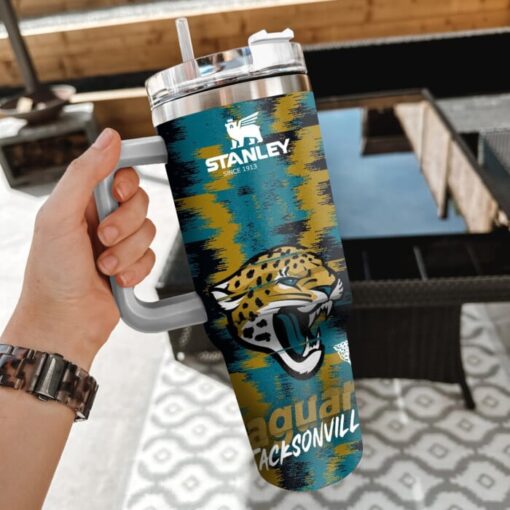 nfl jacksonville jaguars custom stanley quencher 40oz stainless steel tumbler with handle la0tx 1