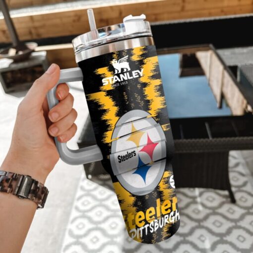 nfl pittsburgh steelers custom stanley quencher 40oz stainless steel tumbler with handle fsjhd 1