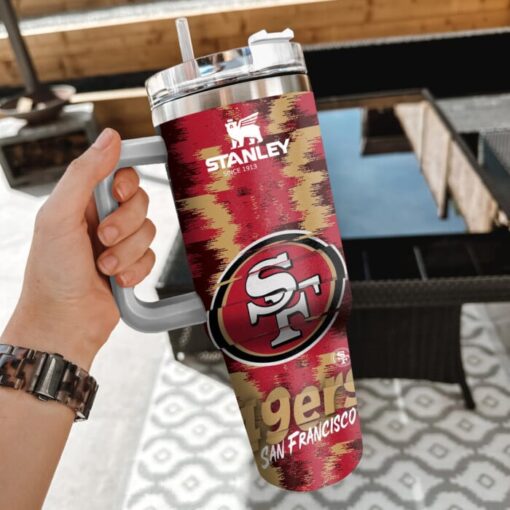 nfl san francisco 49ers custom stanley quencher 40oz stainless steel tumbler with handle yu8h2 1