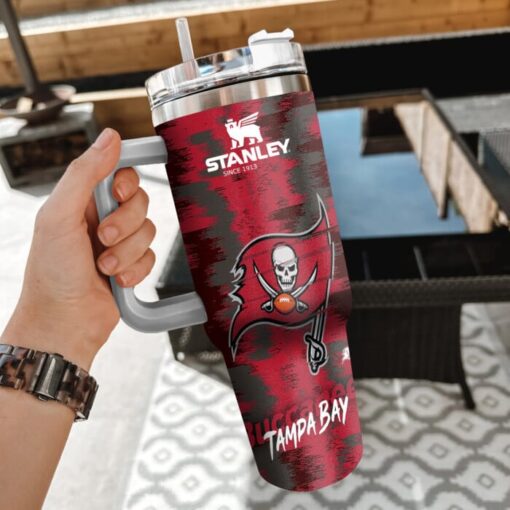 nfl tampa bay buccaneers custom stanley quencher 40oz stainless steel tumbler with handle hagrg 1