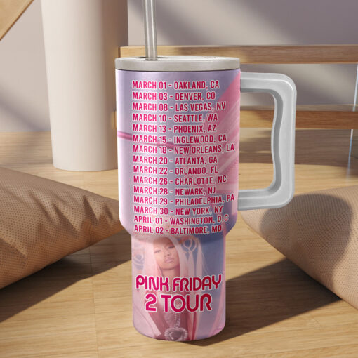 nicki minaj pink friday 2 tour music custom stanley quencher 40oz stainless steel tumbler with handle o7bl2