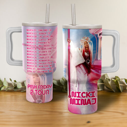 nicki minaj pink friday 2 tour music custom stanley quencher 40oz stainless steel tumbler with handle vj3ce 1