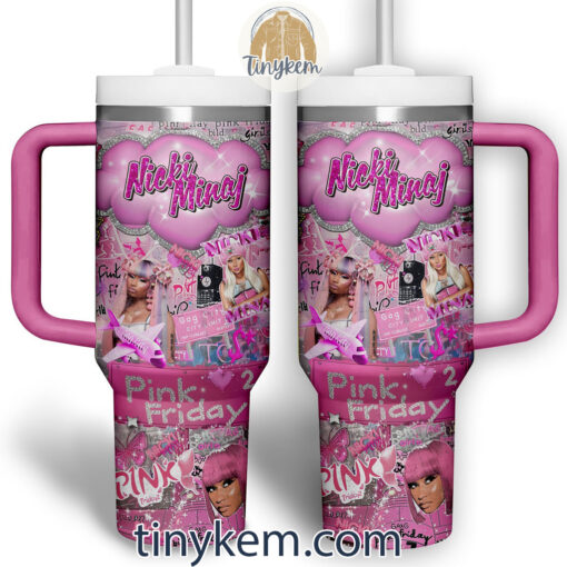 nicki minaj pink friday music custom stanley quencher 40oz stainless steel tumbler with handle xg5hd 1