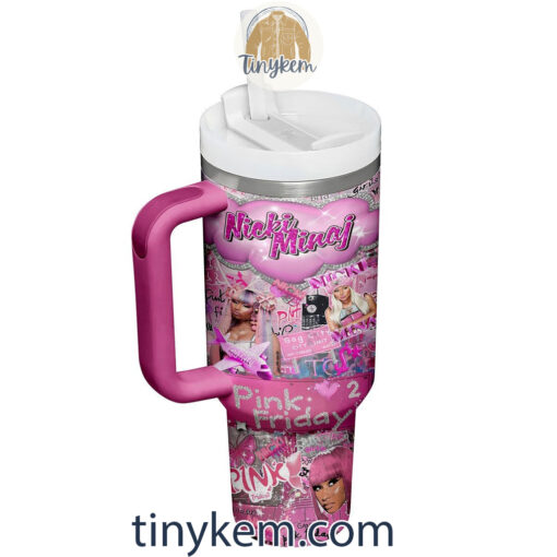 nicki minaj pink friday music custom stanley quencher 40oz stainless steel tumbler with handle zj1tm