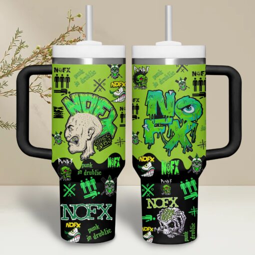 nofx band music custom stanley quencher 40oz stainless steel tumbler with handle