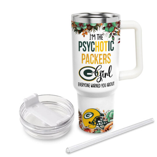 packers girl green bay packers nfl custom stanley quencher 40oz stainless steel tumbler with handle naczu