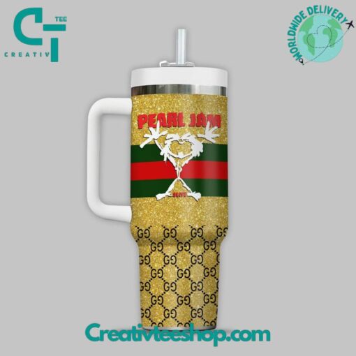 pearl jam x gucci music custom stanley quencher 40oz stainless steel tumbler with handle