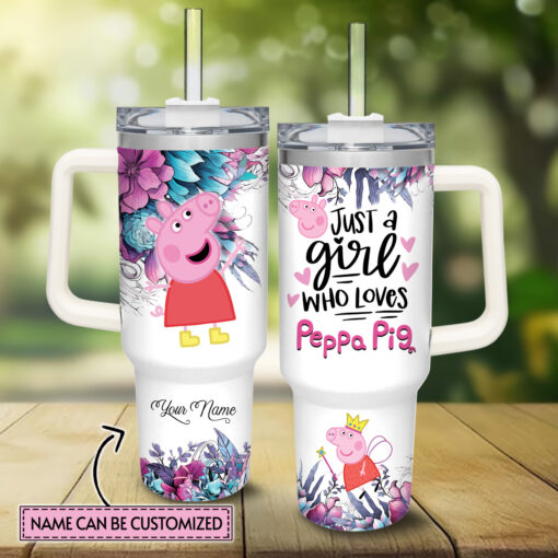 peppa pig cartoon custom stanley quencher 40oz stainless steel tumbler with handle smgmd 1