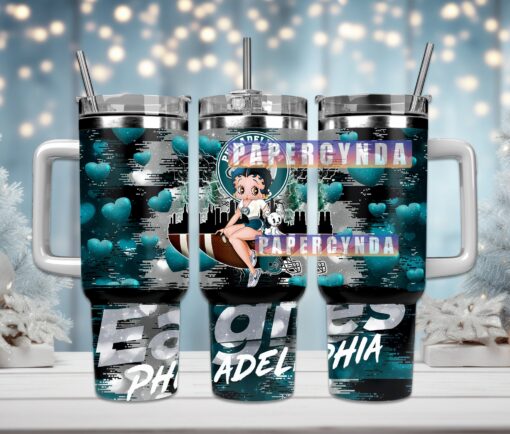 philadelphia eagles custom stanley quencher 40oz stainless steel tumbler with handle