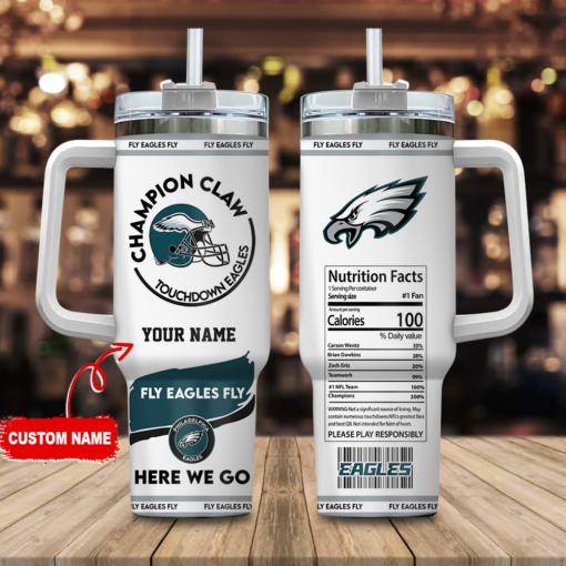 philadelphia eagles nfl champion claw custom stanley quencher 40oz stainless steel tumbler with handle rorwj 1