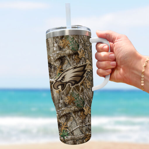 philadelphia eagles nfl hunting custom stanley quencher 40oz stainless steel tumbler with handle