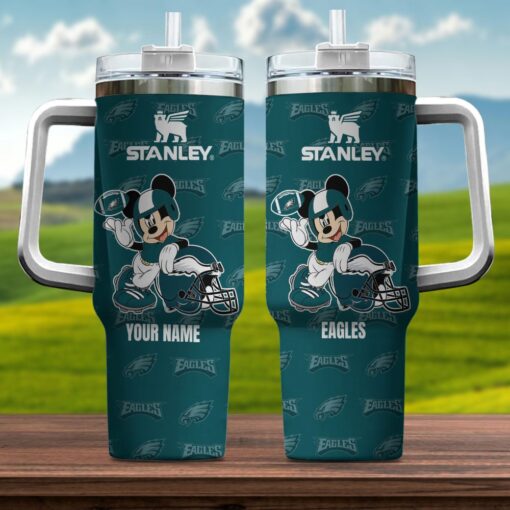 philadelphia eagles nfl mickey mouse custom stanley quencher 40oz stainless steel tumbler with handle hzckb 1