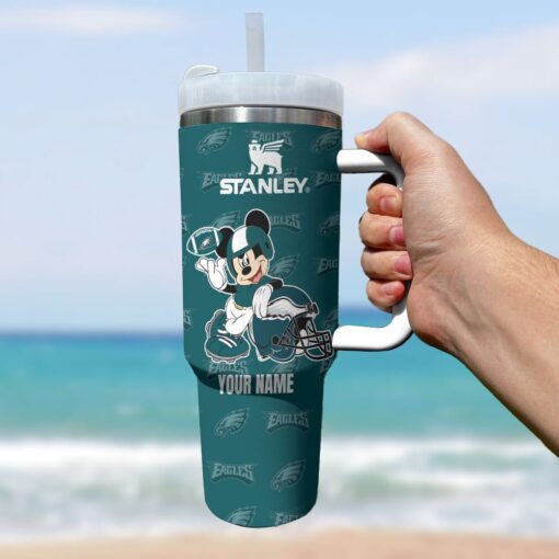 philadelphia eagles nfl mickey mouse custom stanley quencher 40oz stainless steel tumbler with handle uokvs