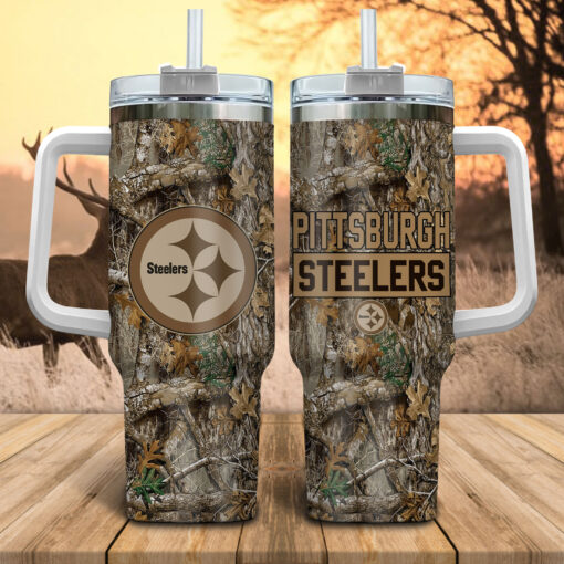 pittsburgh steelers nfl hunting custom stanley quencher 40oz stainless steel tumbler with handle lcwlh