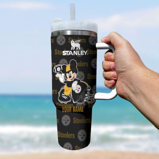 pittsburgh steelers nfl mickey mouse custom stanley quencher 40oz stainless steel tumbler with handle 0gnou