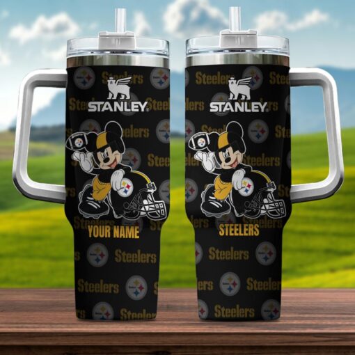 pittsburgh steelers nfl mickey mouse custom stanley quencher 40oz stainless steel tumbler with handle tqkbj 1