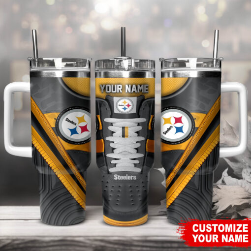 pittsburgh steelers nfl sneaker custom stanley quencher 40oz stainless steel tumbler with handle orlfz