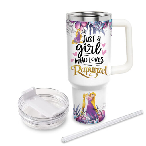 rapunzel disney princess cartoon custom stanley quencher 40oz stainless steel tumbler with handle gnur2