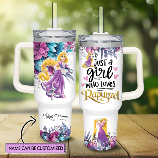 rapunzel disney princess cartoon custom stanley quencher 40oz stainless steel tumbler with handle toctd 1