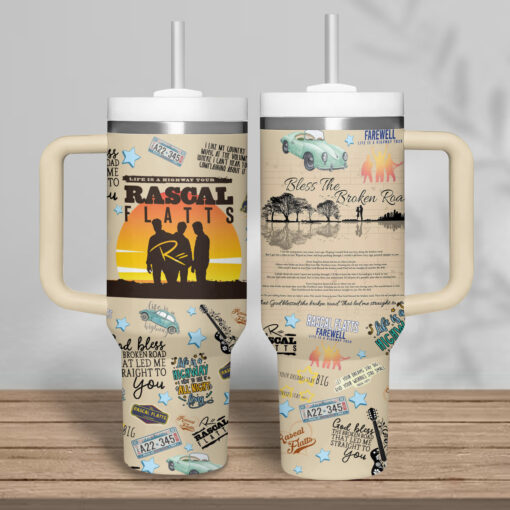 rascal flatts music custom stanley quencher 40oz stainless steel tumbler with handle qtntn