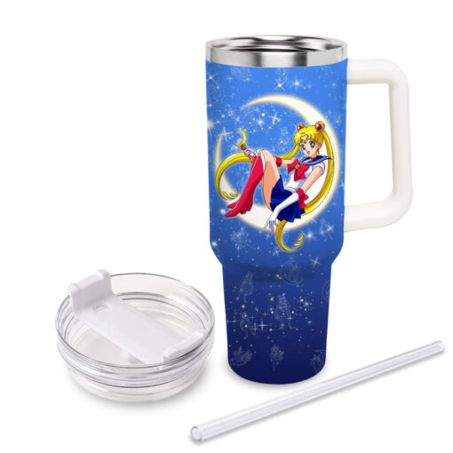 sailor moon cartoon custom stanley quencher 40oz stainless steel tumbler with handle