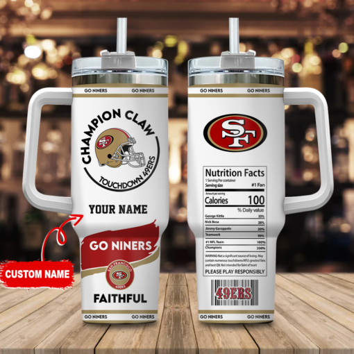 san francisco 49ers nfl champion claw custom stanley quencher 40oz stainless steel tumbler with handle f6hek 1