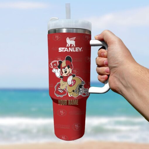 san francisco 49ers nfl mickey mouse custom stanley quencher 40oz stainless steel tumbler with handle qhycv